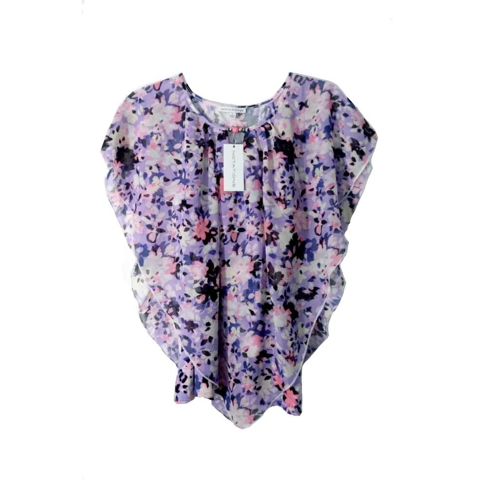 *NEW* Notation floral short sleeve blouse